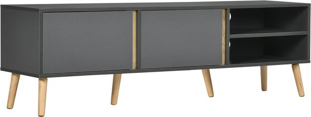 HOMCOM TV-Möbel im skandinavischen Design für Fernseher bis zu 55 Zoll, Dunkelgrau, B/T/H: 150 x 35 x 45 cm - Bild 1
