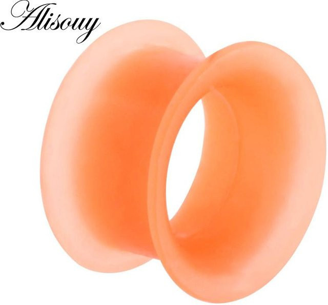 Alisouy Jewelry Flesh-Tunnel-Ohrstöpsel, Silikon, Orange, 14mm, Damen - Bild 1