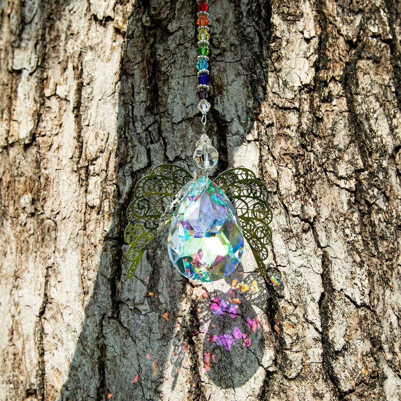 Hängender Engel-Suncatcher aus Glas in Mehrfarbig als dekorative Garten- und Möbeldekoration - Bild 6