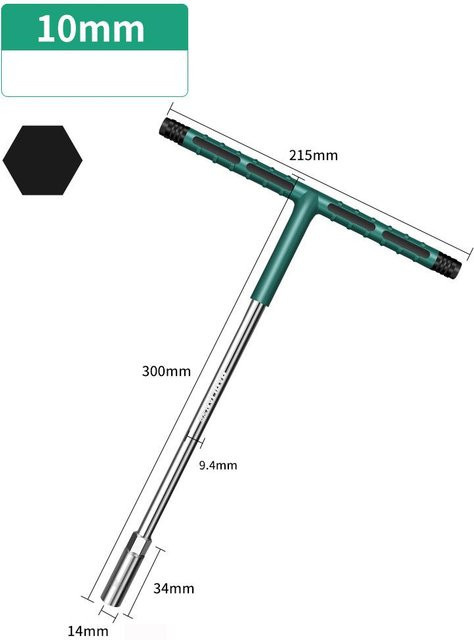 AXE SHAN T-Steckschlüsselsatz mit Gummigriff in Schwarz und Grün aus Chrom-Vanadium-Stahl für Reparaturen in der Werkstatt, 6-19mm - Bild 1