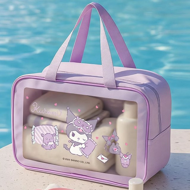 Sanrio Kuromi Kosmetiktasche und Reise-Aufbewahrungstasche aus wasserdichtem Material in Pink und Purple - Bild 1