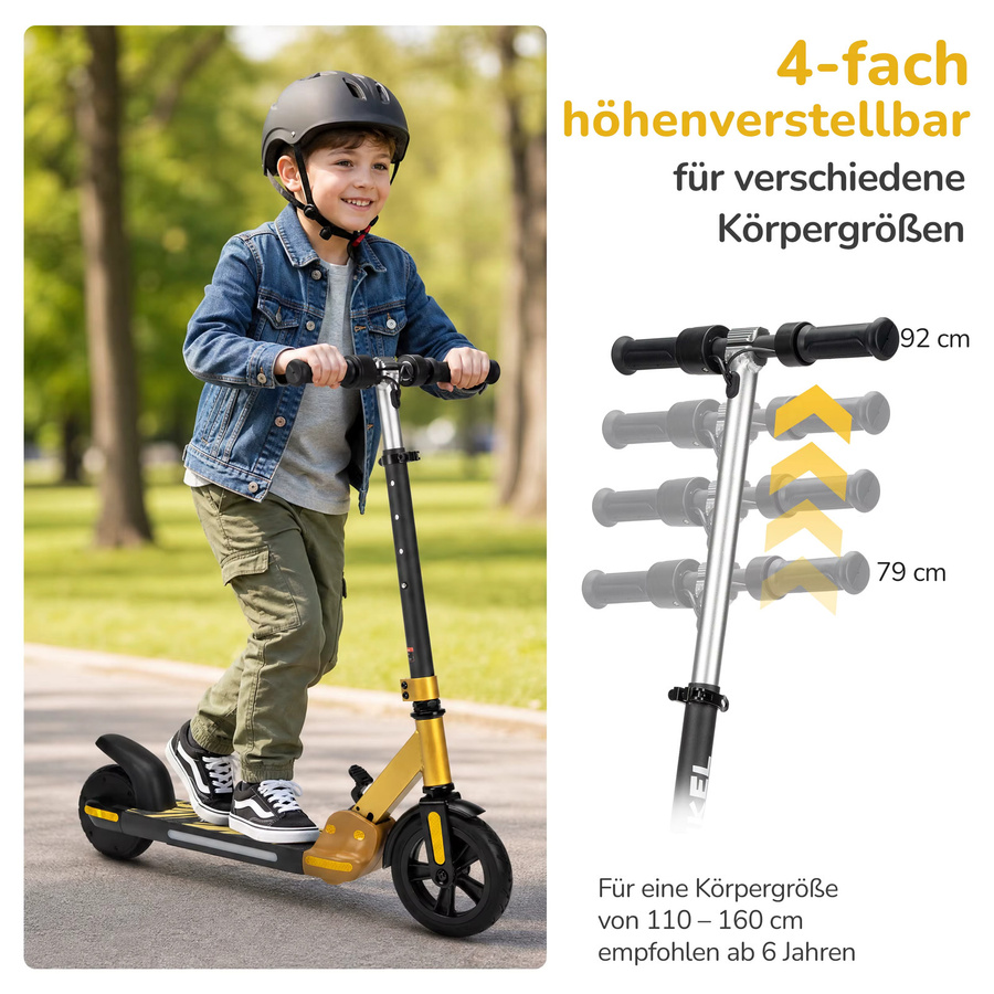 Vankel Elektrischer Kinder-Escooter, Klappbar, LED Beleuchtung, ab 6 Jahren - Bild 2