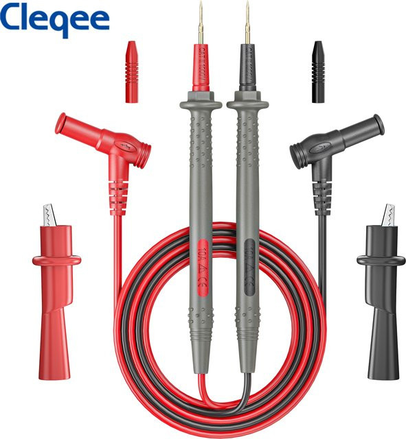 Cleqee P1506B Multimeter-Messleitungssatz mit Bananensteckern und Krokodilklemmen in Rot - Bild 1