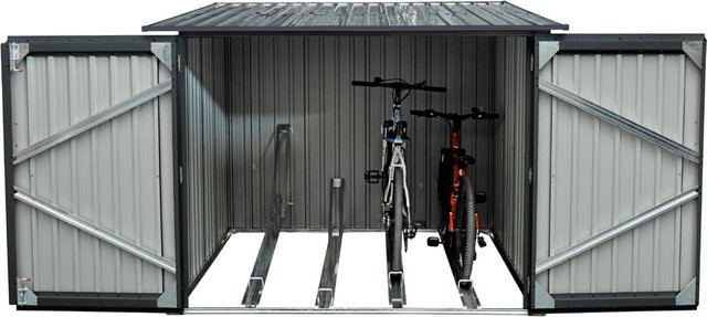 Fahrradgarage von HC Garten & Freizeit als Fahrradhaus und Fahrradbox aus verzinktem Stahl mit Pultdach, Farbe: grau, B/T/H: 201 x 209 x 163 cm - Bild 1