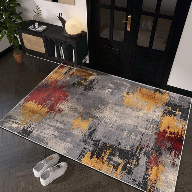 Moderner Luxus-Eingangsteppich in Cashmere-Optik, rutschfeste und saugfähige Fußmatte, B/B: 80 x 120 cm, Mehrfarbig - Bild 1