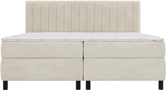 Vente-unique Boxspringbett Donisi in Beige mit Samtbezug, Breite: 210 cm - Bild 1
