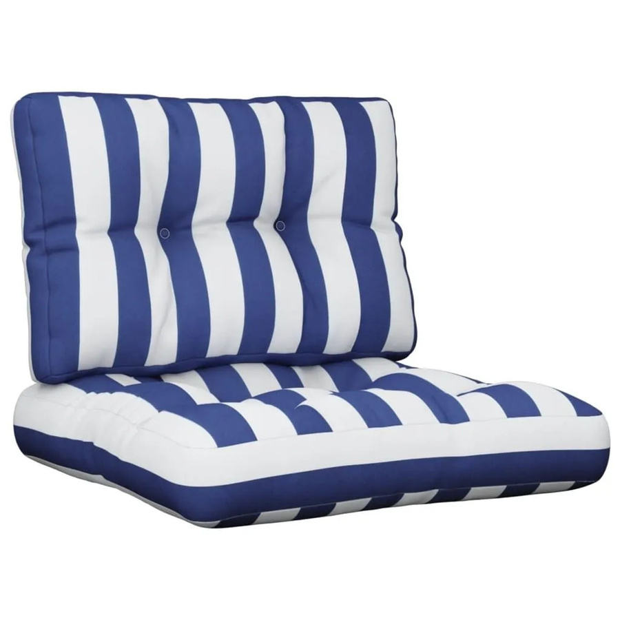 vidaXL Palettenkissen 2-teiliges Set Blau-Weiß Gestreift aus Polyester, UV-beständig und wasserabweisend, B/T/H: 60 x 40 x 12 cm - Bild 2