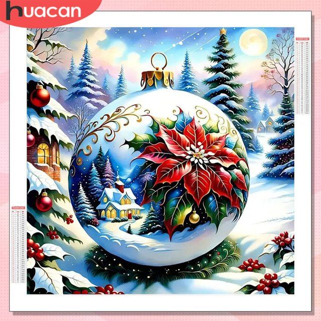 HUACAN Diamantmalerei Weihnachten Winterlandschaft mit Vollrunden-Bohrern als Wanddekoration - Bild 1