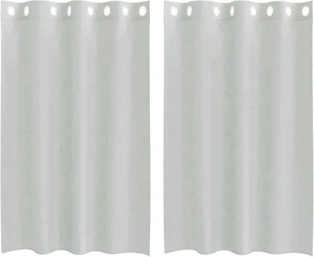 vidaXL Voile Vorhänge mit Ösen, 2er-Set, Hellgrau, B: 140 cm, H: 175 cm - Bild 1