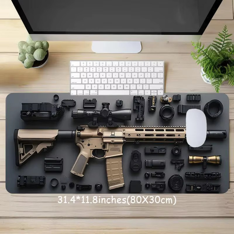 CIFbuy Gaming Mauspad mit taktischem Gewehr- und Waffen-Design in Schwarz - Bild 4