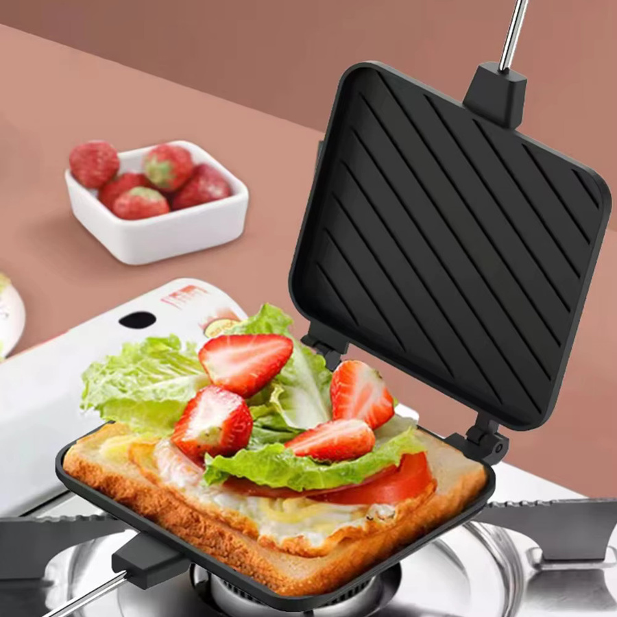 FEB.WIND Sandwich-Backform in Schwarz, multifunktionale doppelseitige Backform für Frühstück, Pfannkuchen und Omeletts, ideal für Camping und Grillen - Bild 3