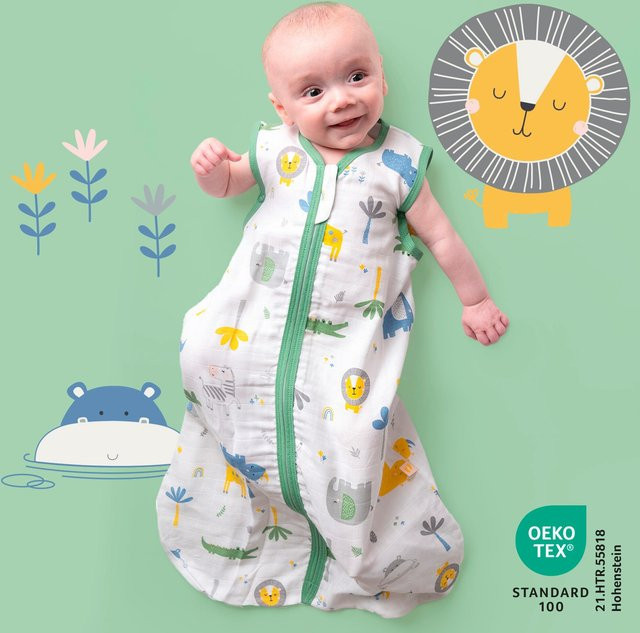 Schlummersack Schlafsack für Babys ohne Füße 0.5 Tog in Green Multicolour mit OEKO-TEX Standard 100 - Bild 1