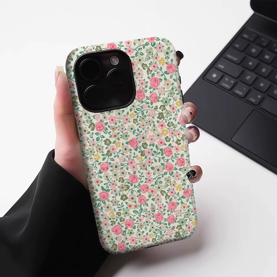 Potdemiel Handyhülle mit Blumenmuster für iPhone 17 16 15 14 13 Pro Max Plus, robuste doppelschichtige Schutzhülle mit Magnetfunktion, Multicolour - Bild 3
