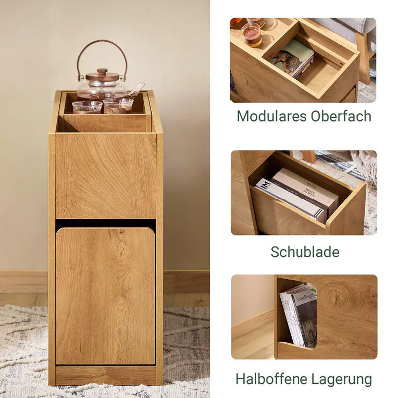 SoBuy Beistelltisch in Eiche Natur mit 1 Schublade im Vintage-Design, B/T/H: 70 x 70 x 55 cm - Bild 7