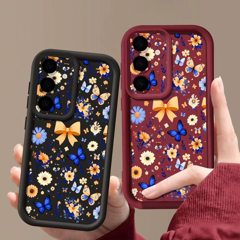 Stoßfeste TPU Handyhülle mit romantischem Garten-Muster für Samsung Galaxy S25 S24 S23 Ultra S25 Edge S24 S23 FE S22 Plus in Multicolour und Blau - Bild 2
