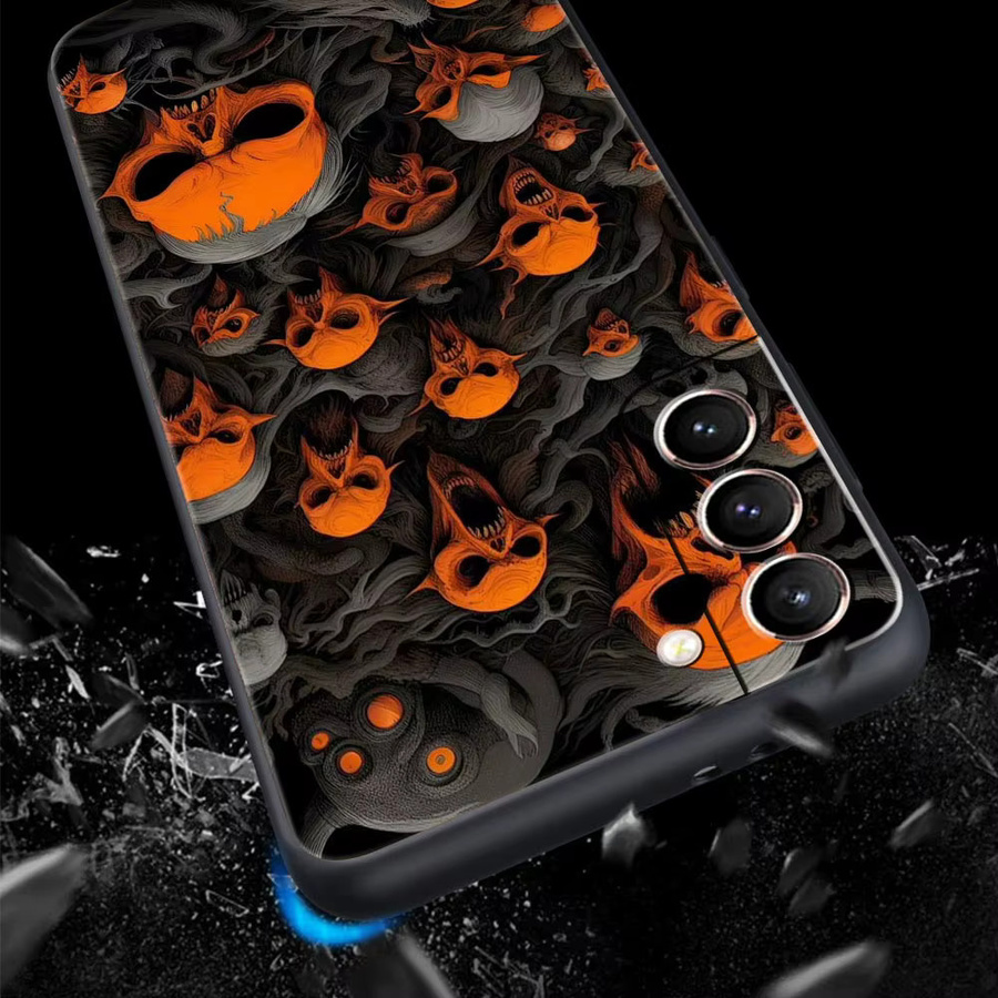 CreateXin Handyhülle aus weichem TPU für Samsung Galaxy S26 S25 S24 S23 S22 S21 S20 Ultra Plus FE 5G mit schwarzem Totenkopf Design in Schwarz - Bild 2
