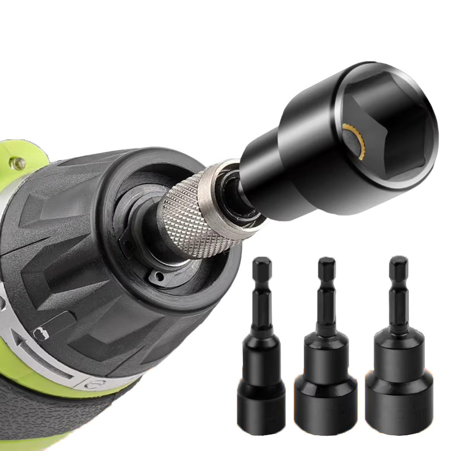 Vibratite Magnetische Muttertreiber Buchse mit 1/4 Zoll Hex Schaft für Bohrmaschine und Schraubendreher, Schwarz, 6-19mm - Bild 1