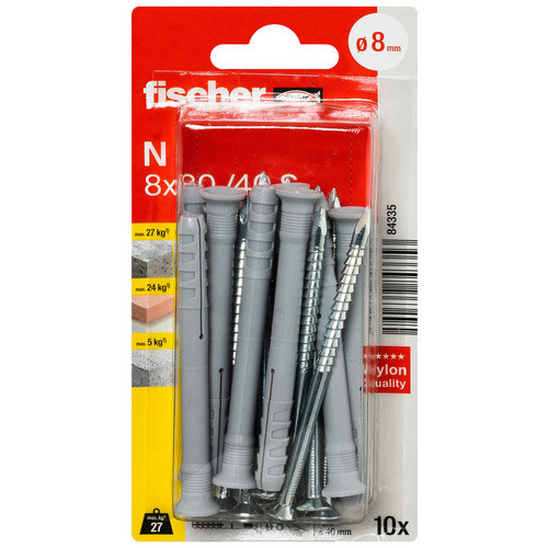 Fischer Nageldübel N 8 x 80/40 S in Silber, 10 Stück - Bild 4