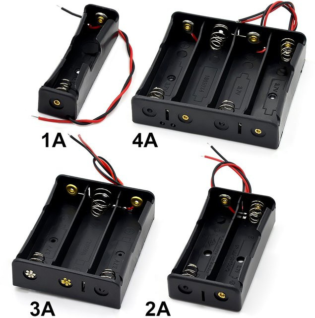 VAKIND 18650 Batterie-Aufbewahrungsbox in Schwarz mit Kabel für 3,7 V Batterien als DIY Kunststoff-Halter mit 1 bis 4 Steckplätzen - Bild 1