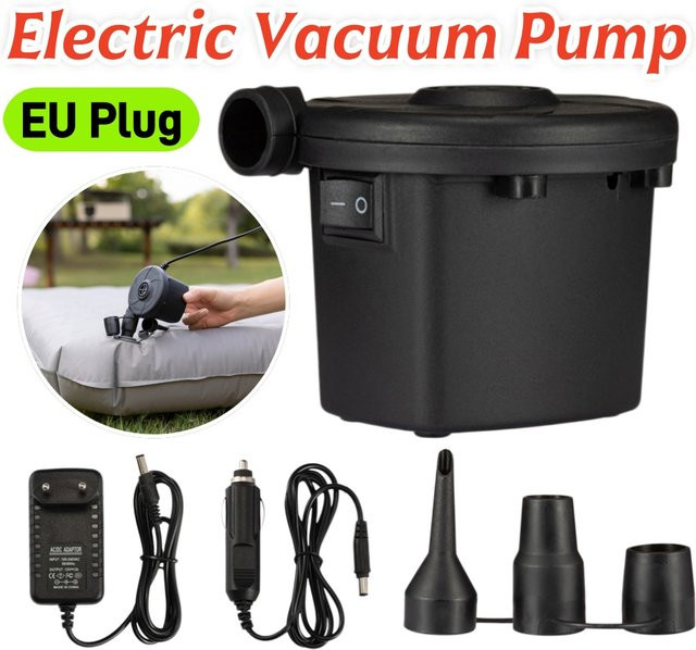 Elektrische Luftpumpe APWIKOGER tragbarer aufblasbarer Pumpenkompressor für Matratzen und Schwimmbecken in Schwarz mit EU-Stecker - Bild 1