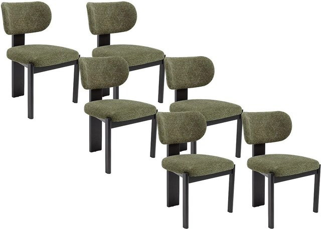 Vente-unique Stuhl Wilana in Khaki aus Bouclé-Stoff und Kautschukholz - Bild 1