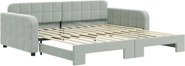 vidaXL Ausziehbares Tagesbett in Hellgrau mit Samtbezug B/T/H: 223 x 110 x 71 cm - Bild 1