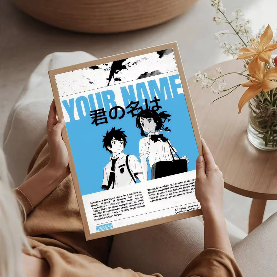 Kayou Anime Your Name Vintage-Poster, selbstklebender Retro-Kraftpapieraufkleber in Mehrfarben für deine Wanddekoration - Bild 4