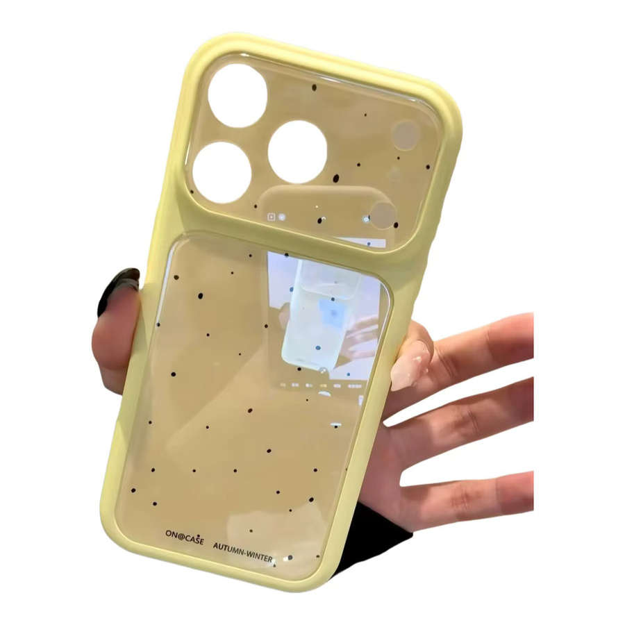 Ink-Wash Polka Dots Silikon-Soft-Bumper-Hülle für Apple iPhone 17 Pro Max, 16, 15 Pro, 14, 13 in Gelb mit großem Fenster und KI-Kamera-Steuerungstastenabdeckung - Bild 3