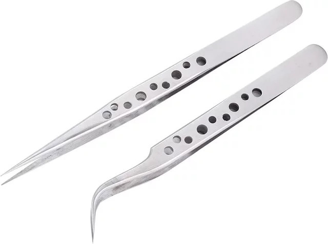 FATCOOL Präzisionspinzette aus Edelstahl, antistatisch und magnetisch, silber, Länge: 12,5 cm - Bild 1