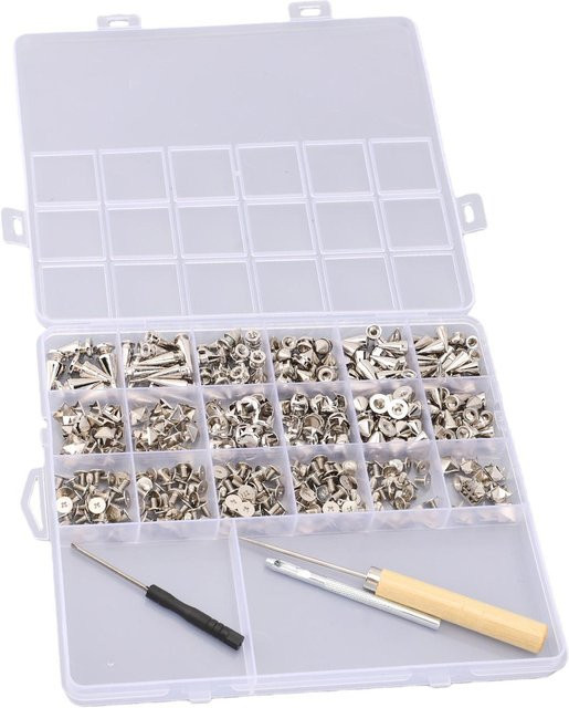 CosyHome Punk Nieten und Spikes Set in Silber mit 176 Kegelspikes, 50 Pyramidennieten, 50 Kuppelnieten sowie Werkzeug-Set aus Stahl - Bild 1
