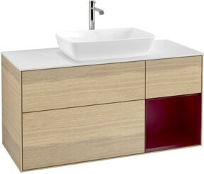 V&B Waschtischunterschrank Finion in Weiß lackiert mit Eichenregal, Breite: 120 cm, Tiefe: 50,1 cm, Höhe: 50,1 cm - Bild 1