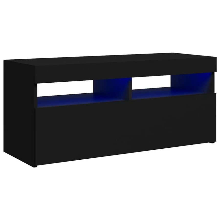 vidaXL TV-Schrank mit LED-Leuchten in Schwarz, B/T/H: 90 x 35 x 40 cm - Bild 2