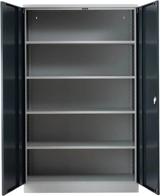 PROREGAL Stahlschrank Bee mit 6 lackierten Fachböden und Türen, Korpusfarbe Lichtgrau, Frontfarbe Anthrazit, H x B x T: 195 x 120 x 50 cm - Bild 1
