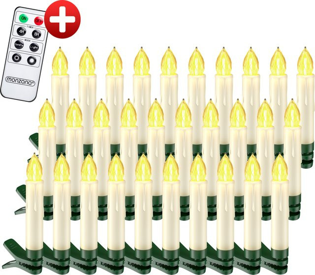 CASARIA LED Weihnachtsbaumkerzen 30er-Set in Weiß mit Timer, Fernbedienung und Flicker-Effekt - Bild 1