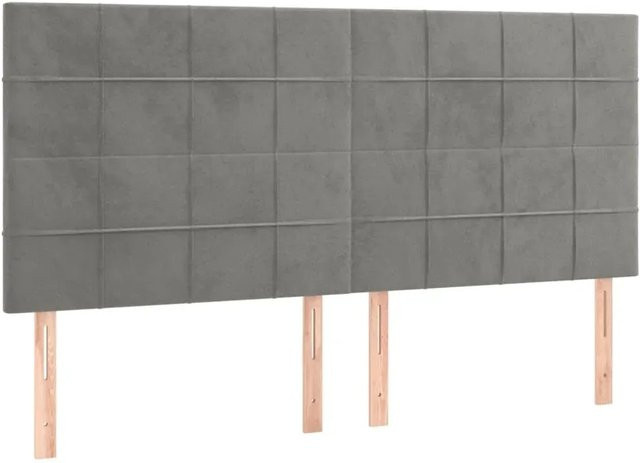 vidaXL LED Kopfteil in Hellgrau aus Samt mit USB-Ladeport und integrierter Beleuchtung, B/H: 200 x 128 cm - Bild 1