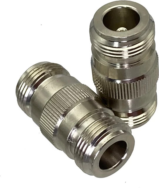 HF-Koaxial Adapter Buchse zu Buchse in Serie, Stecker gerade, Silber - Bild 1