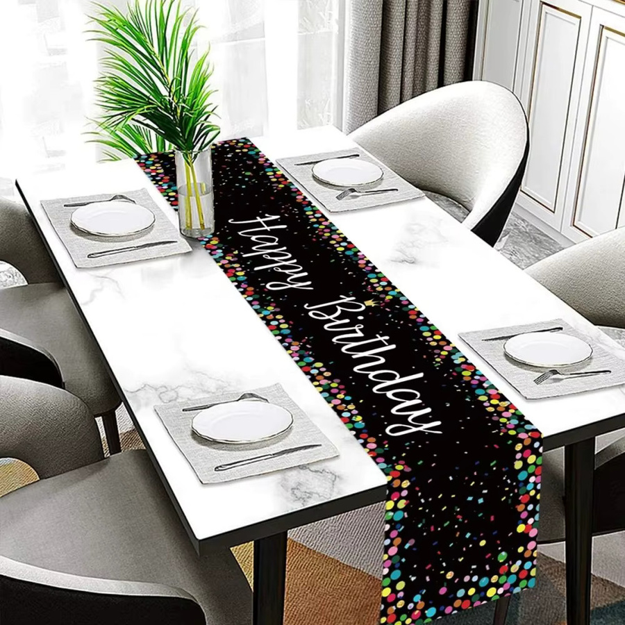 VIKAMA Tischbanner Schwarz für Geburtstag und Hochzeit, Partydekoration mit Buchstaben-Design, Breite: 90 cm, Höhe: 33 cm - Bild 2