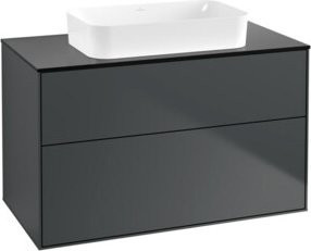 Villeroy & Boch Waschtischunterschrank Finion mit integrierter Beleuchtung und Innenschubladen, Blau/Schwarz lackiert, B: 100 cm, T: 60,3 cm, H: 50,1 cm - Bild 1