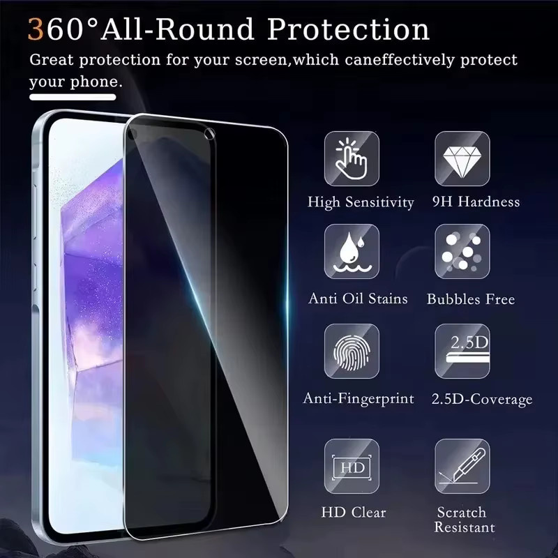 Anti-Spy Panzerglas Sichtschutz-Displayschutzfolie für Samsung Galaxy S25 Ultra A56 A36 S24 FE S23 S21 S22 A17 A07 A55 A26 in Transparent - Bild 3