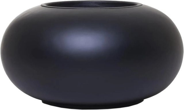 Vivanno Blumentopf Viglia rund aus Fiberglas in Schwarz, B/T/H: 54 x 54 x 27 cm - Bild 1
