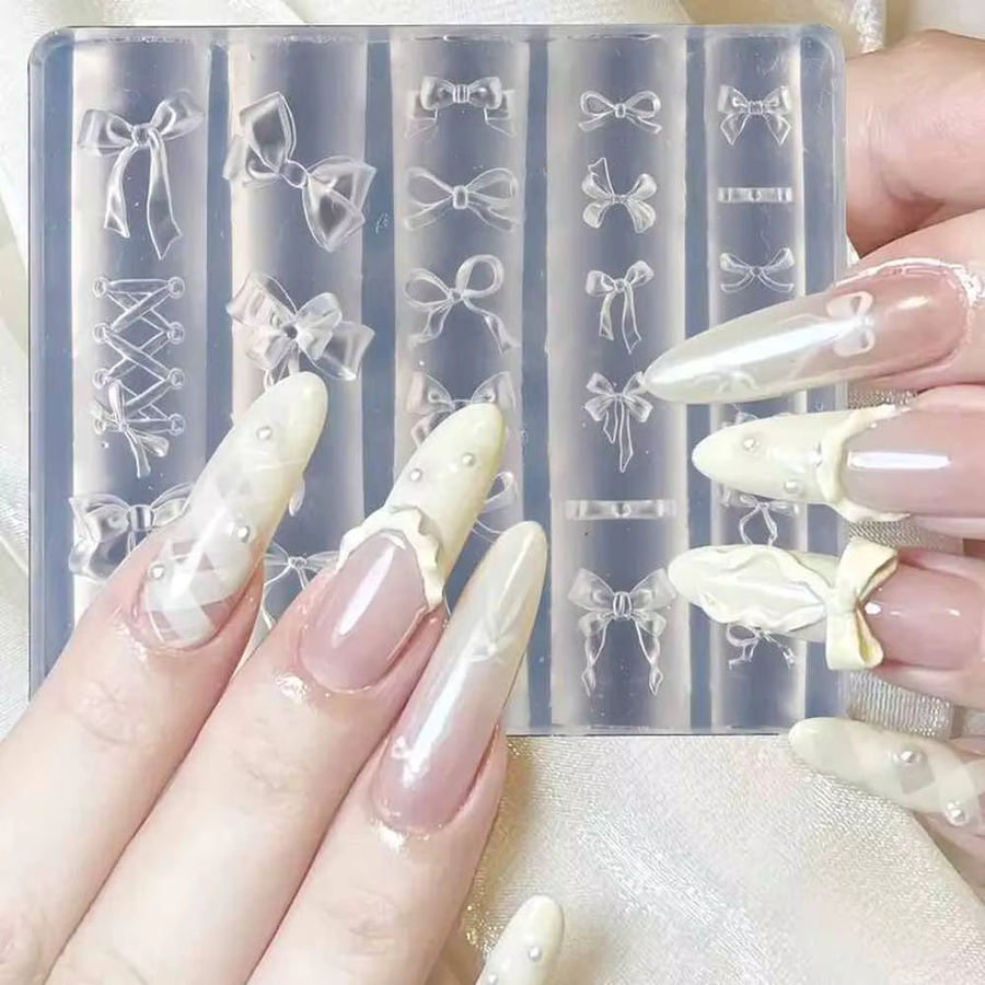 MingLee Nagelformen Silikon mit Carving Stift, 2 Stück, Schleifen-Design - Bild 4
