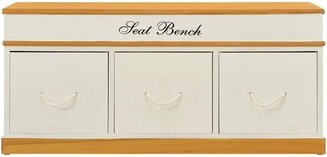 vidaXL Sitzbank mit Stauraum und Schuhschrank in Weiß, modern, Holz - Bild 1