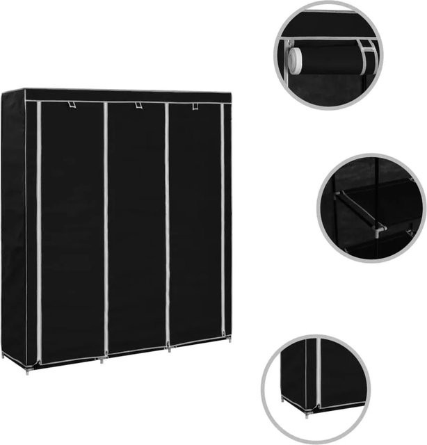 vidaXL Kleiderschrank mit Fächern und Kleiderstange in Schwarz, B/T/H: 150 x 45 x 175 cm - Bild 1
