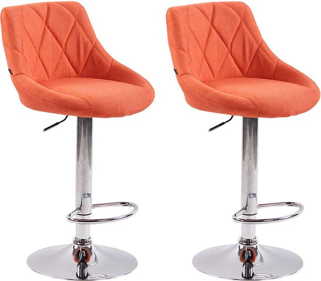 TPFLiving 2er Set Barhocker Lazius mit Chromoptik Metallgestell und Stoffbezug in Orange - Bild 1