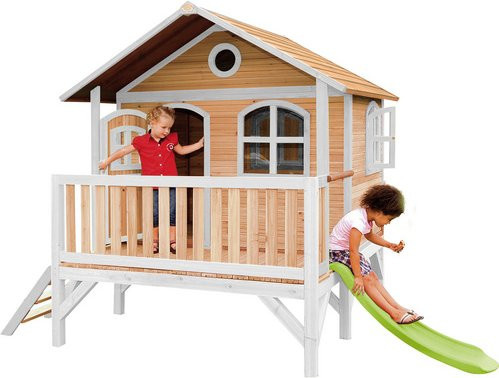 AXI Spielhaus Stef aus Holz in Braun, Weiß und Lindgrün mit Rutsche, B/H/T: 349 x 233 x 212 cm - Bild 2