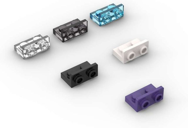 SixBricks 99780 1x2-1x2 Reverse Halterung Komponente, Bausteine, 10-teiliges Set, Weiß - Bild 1