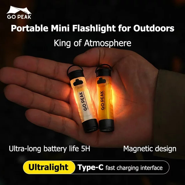 GOPEAK 5050 Kleine Outdoor-Taschenlampe mit LED-Umgebungslicht, Schlüsselclip und wiederaufladbarem Akku in Weiß oder Schwarz - Bild 1