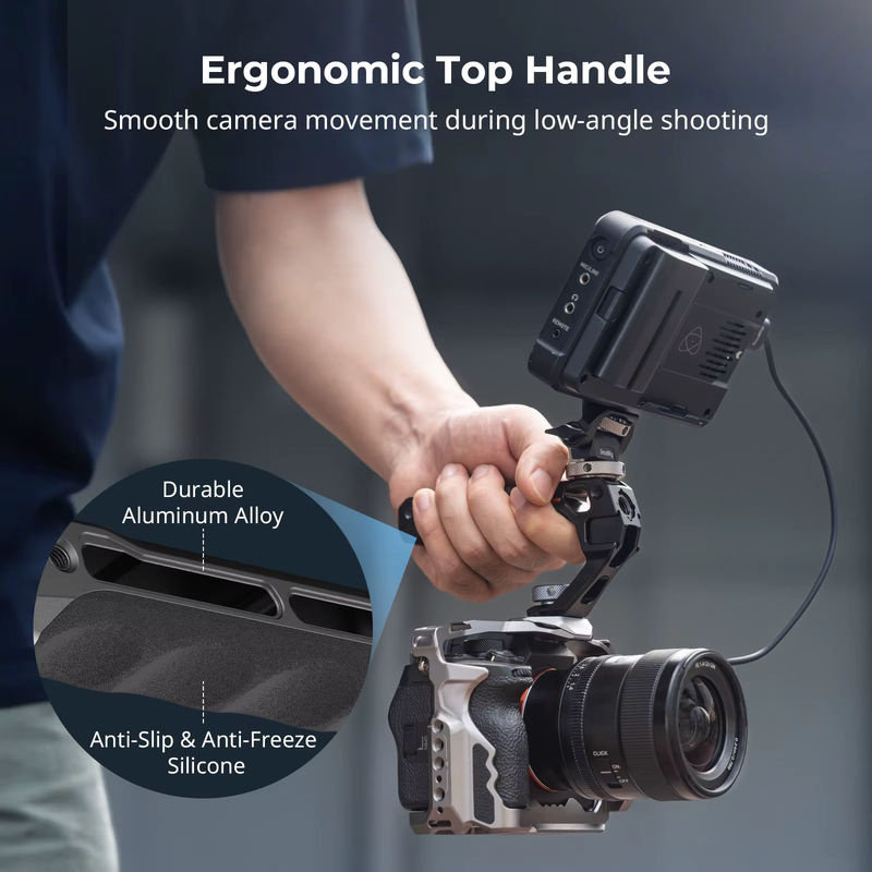 SmallRig Top Handle mit Monitor Support Kit in Schwarz für DSLR-Kameras mit Cold Shoe für Mikrofon, Videoleuchten und Monitore 5322 - Bild 2