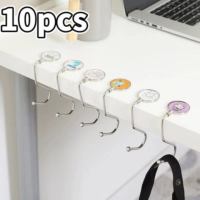 Abnehmbarer Schreibtisch-Taschenhaken aus Metall in Silber, Mobiler Organizer für Schreibtisch und Regal, Mehrfarbig - Bild 1