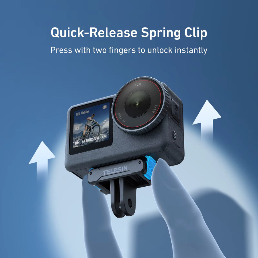 TELESIN Magnetischer Quick Release Adapter mit Dual-Klaue-Schnittstelle für DJI OSMO Action 6, Schwarz - Bild 3